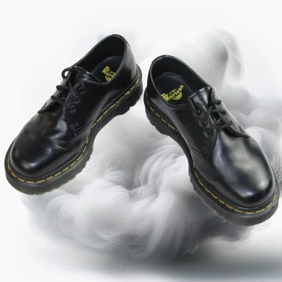 Dr. Martens Bex Low Quarter Oxford Platform Shoes Black Leather Size 6 - Picture 7 of 11